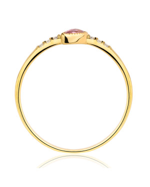 8k gold ring pink leaf zirconia