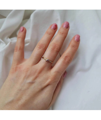 8k gold ring pink leaf zirconia