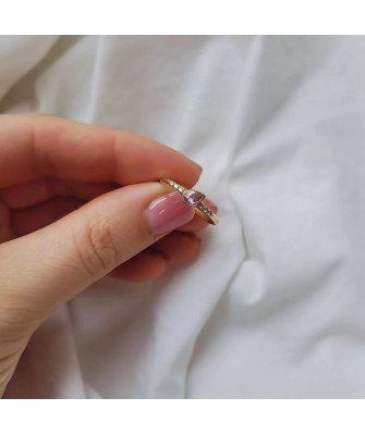 8k gold ring pink leaf zirconia