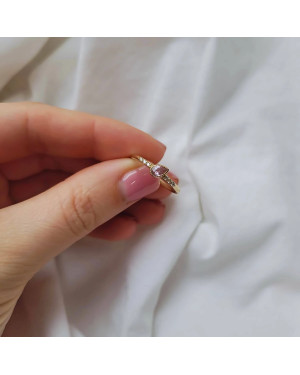 8k gold ring pink leaf zirconia