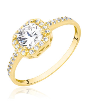 Gold engagement ring white stones 8k test