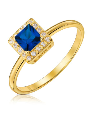 Delicate square blue stone gold ring