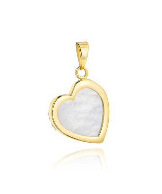 Gold heart pendant with mother of pearl