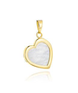 Gold heart pendant with mother of pearl