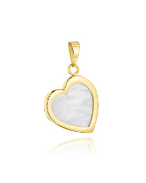 Gold heart pendant with mother of pearl