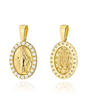 Miraculous golden medal in a zirconia setting