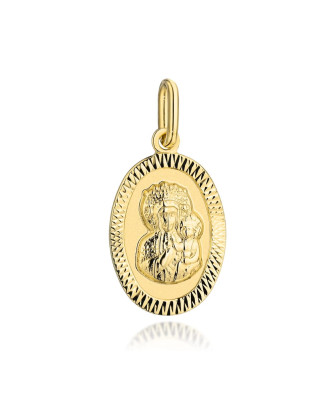 Gold medal Mother of God of Częstochowa in an oval with a diamond s...