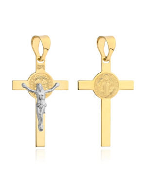 Golden Benedictine cross in two colors of gold