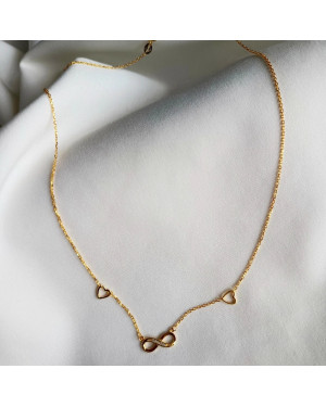 Gold-plated necklace INFINITY two hearts