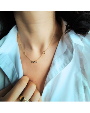 Gold-plated necklace INFINITY two hearts