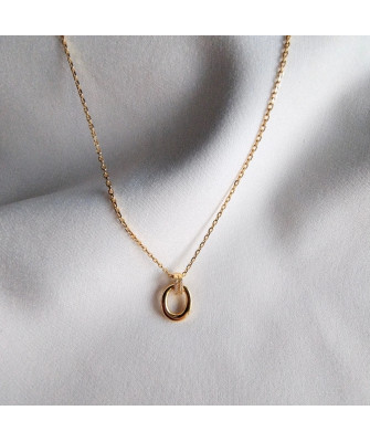 Gold-plated necklace OVAL white stones