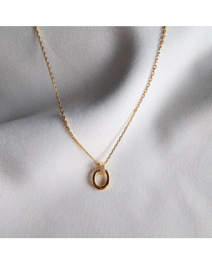 Gold-plated necklace OVAL white stones