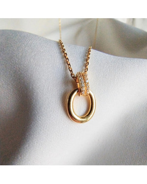 Gold-plated necklace OVAL white stones