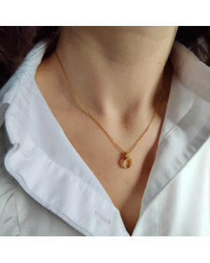 Gold-plated necklace OVAL white stones