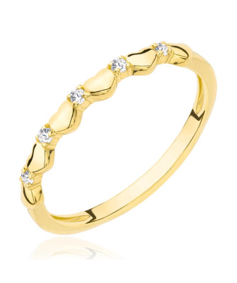 Gold ring 8k with zircons and hearts