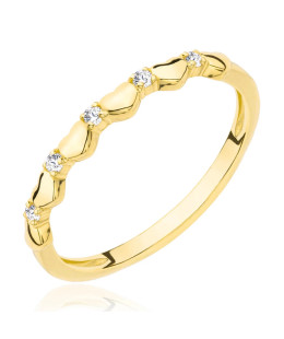 Gold ring 8k with zircons and hearts