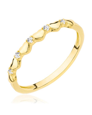 Gold ring 8k with zircons and hearts
