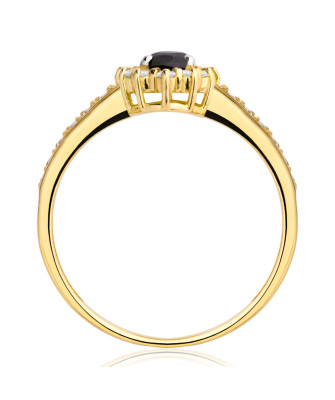Gold engagement ring black stone 14k Gold