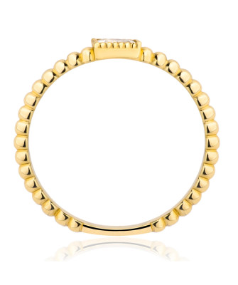 Gold ring ball white stone 8k test