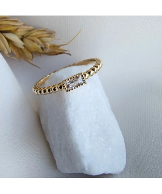 Gold ring ball white stone 8k test