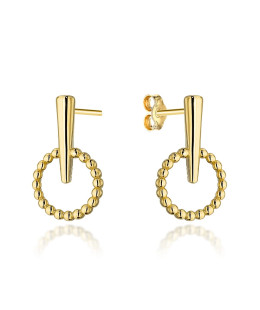 Gold hoop earrings with beads on a pin