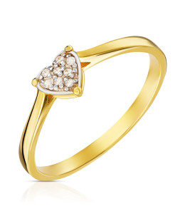 Gold heart ring 14k cubic zirconia