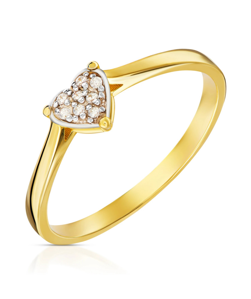 Gold heart ring 14k cubic zirconia