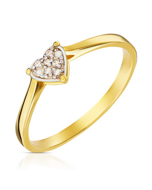 Gold heart ring 14k cubic zirconia