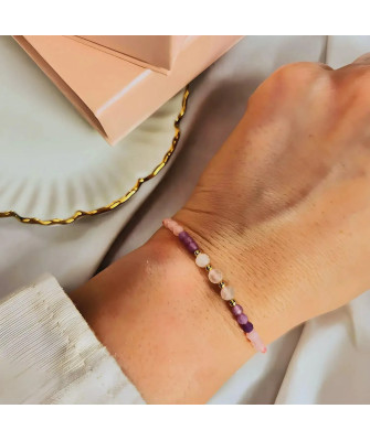 Bransoletka na szczęście kamienie naturalne kuleczki próba 14k