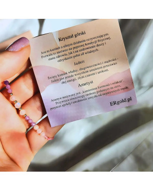 Bransoletka na szczęście kamienie naturalne kuleczki próba 14k