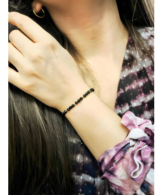 Black Tourmaline Bracelet with 14ct Gold Beads