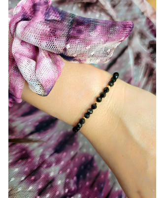 Black Tourmaline Bracelet with 14ct Gold Beads