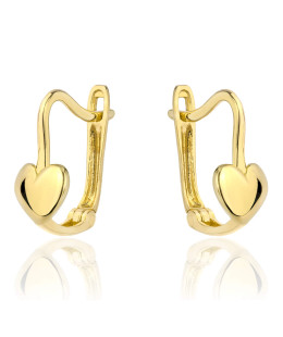 Heart earrings 14k gold for a girl