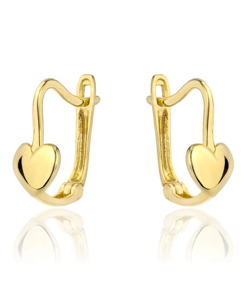 Heart earrings 14k gold for a girl