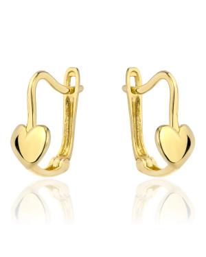 Heart earrings 14k gold for a girl