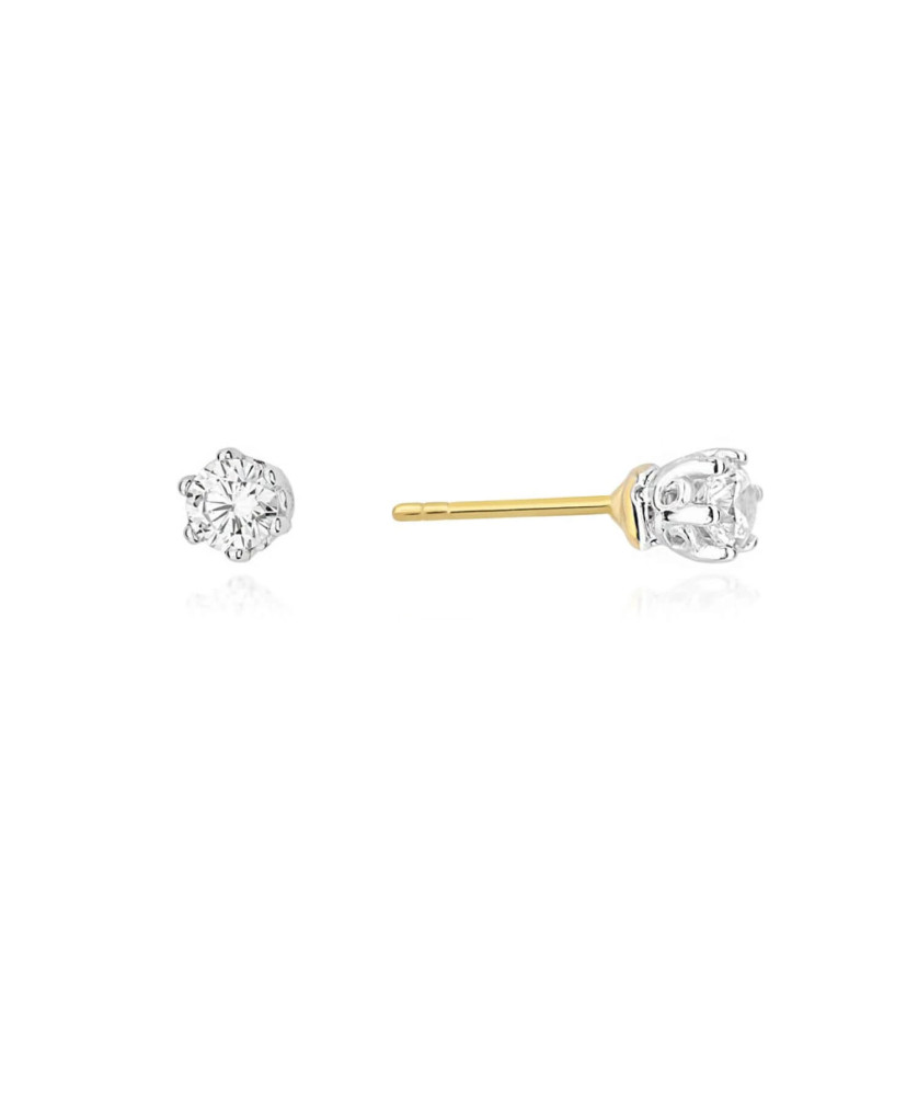 Złote kolczyki próba 14k z brylantem 0,30ct