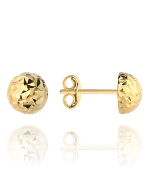 Earrings half ball dia. 8 mm on stud diamond-cut super light