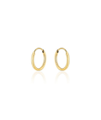 Gold hoop earrings with a square cross-section super light - 1cm 8k...