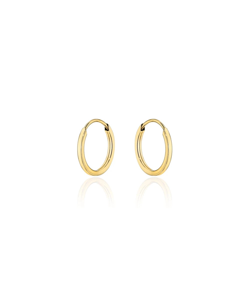 Gold hoop earrings with a square cross-section super light - 1cm 8k...