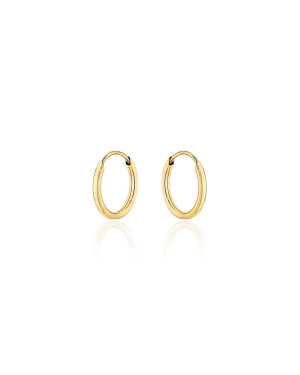 Gold hoop earrings with a square cross-section super light - 1cm 8k...