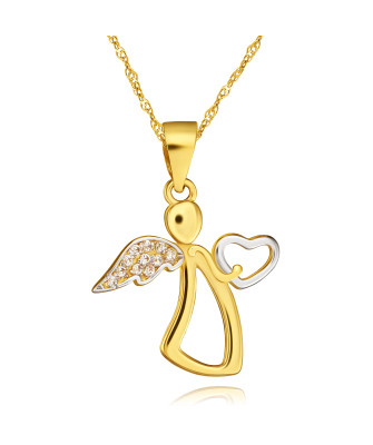 Gold pendant Angel with a heart
