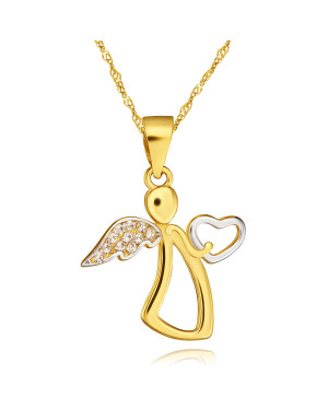 Gold pendant Angel with a heart