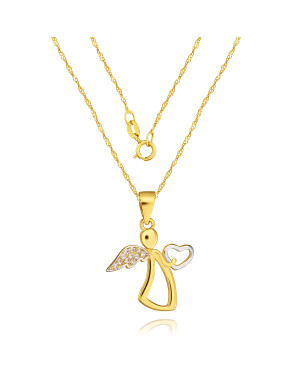Gold pendant Angel with a heart