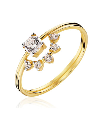 Złoty pierścionek 8k z cyrkoniami