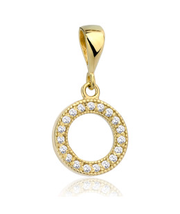 Round gold pendant with dragonflies and zircons