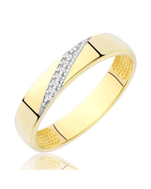 Gold ring 8k stones interwoven pattern