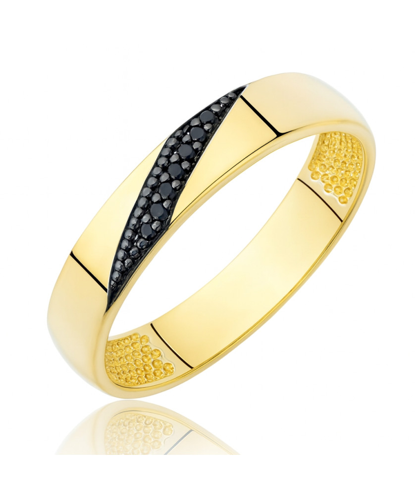 Gold ring 8k stones interwoven pattern