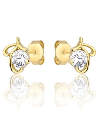 Gold earrings with butterfly zirconia 8k