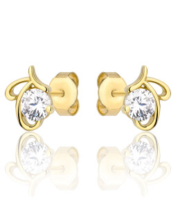 Gold earrings with butterfly zirconia 8k