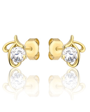 Gold earrings with butterfly zirconia 8k